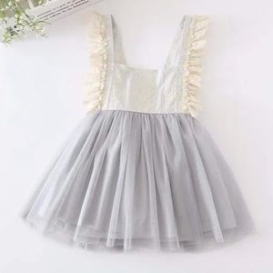 ⚡️Cream and Bluish Gray Lace Boho Dress